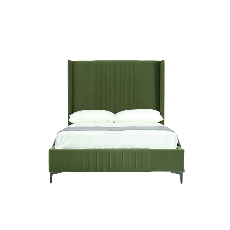 Manhattan Comfort Promenade Full-Size Bed made from Solid Wood in Moss Green