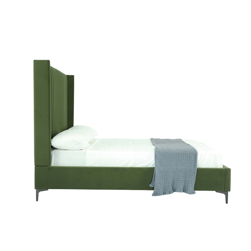 Manhattan Comfort Promenade Full-Size Bed made from Solid Wood in Moss Green