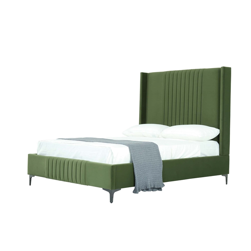 Manhattan Comfort Promenade Full-Size Bed made from Solid Wood in Moss Green