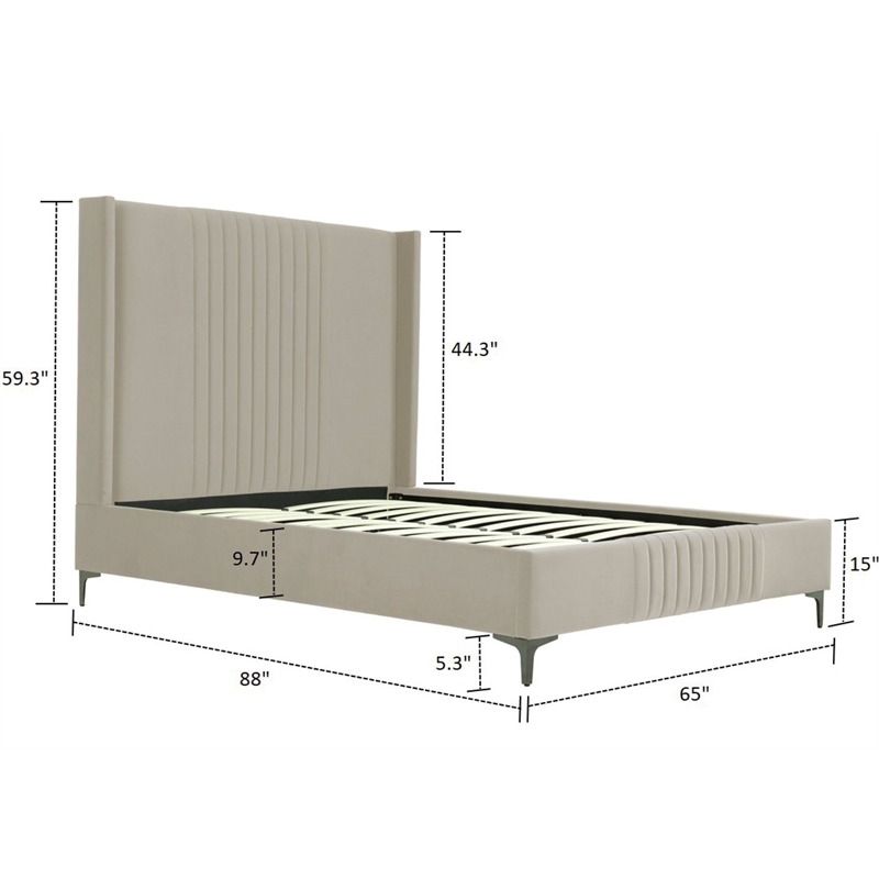 Manhattan Comfort Promenade Queen-Size Bed made from Solid Wood in Rustic Taupe
