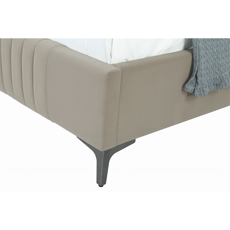Manhattan Comfort Promenade Queen-Size Bed made from Solid Wood in Rustic Taupe