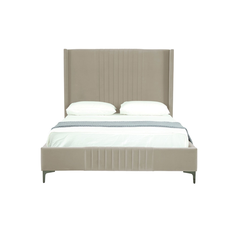 Manhattan Comfort Promenade Queen-Size Bed made from Solid Wood in Rustic Taupe