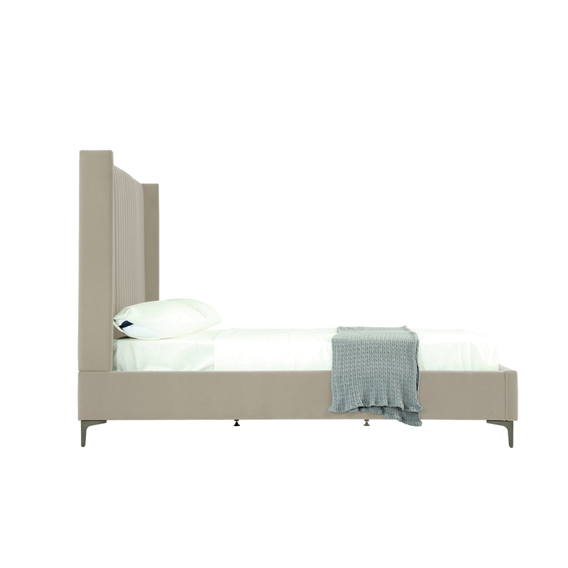 Manhattan Comfort Promenade Queen-Size Bed made from Solid Wood in Rustic Taupe