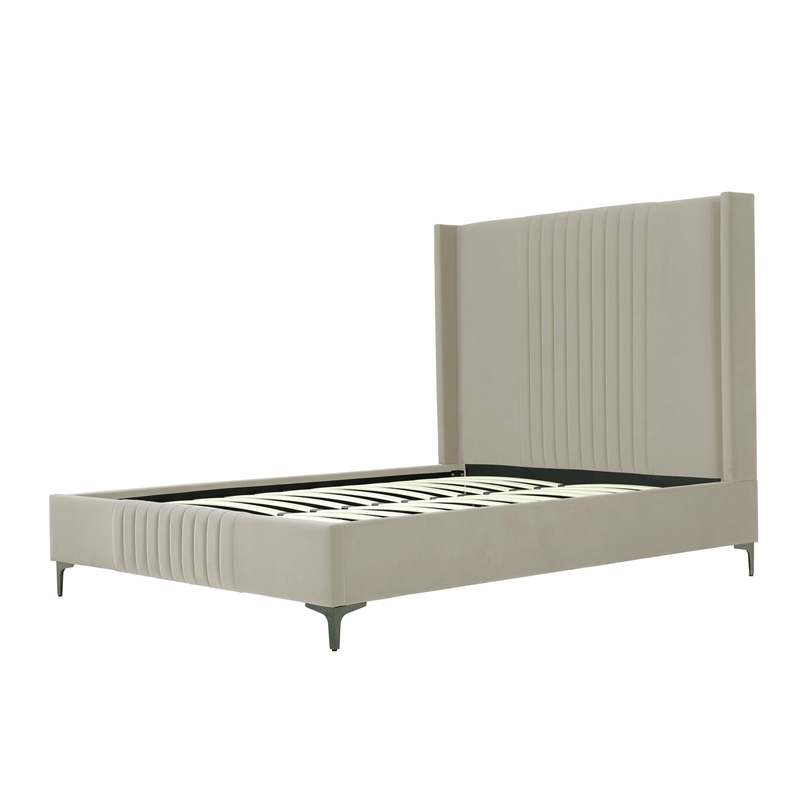 Manhattan Comfort Promenade Queen-Size Bed made from Solid Wood in Rustic Taupe