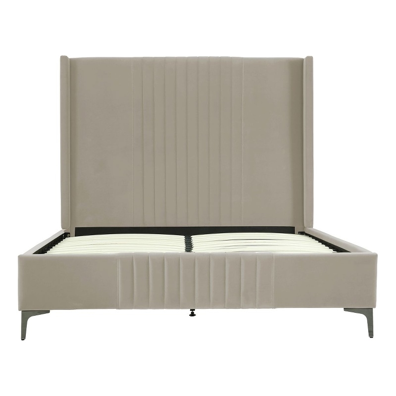 Manhattan Comfort Promenade Queen-Size Bed made from Solid Wood in Rustic Taupe