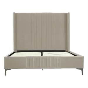 Manhattan Comfort Promenade Queen-Size Bed made from Solid Wood in Rustic Taupe