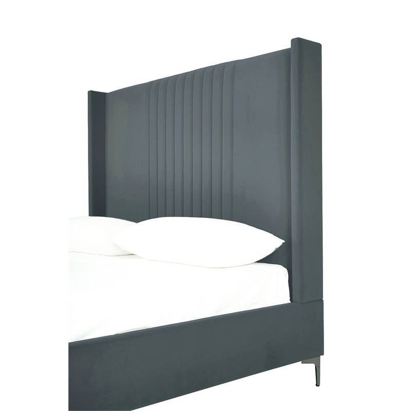 Manhattan Comfort Promenade Queen-Size Bed made from Solid Wood in Gray