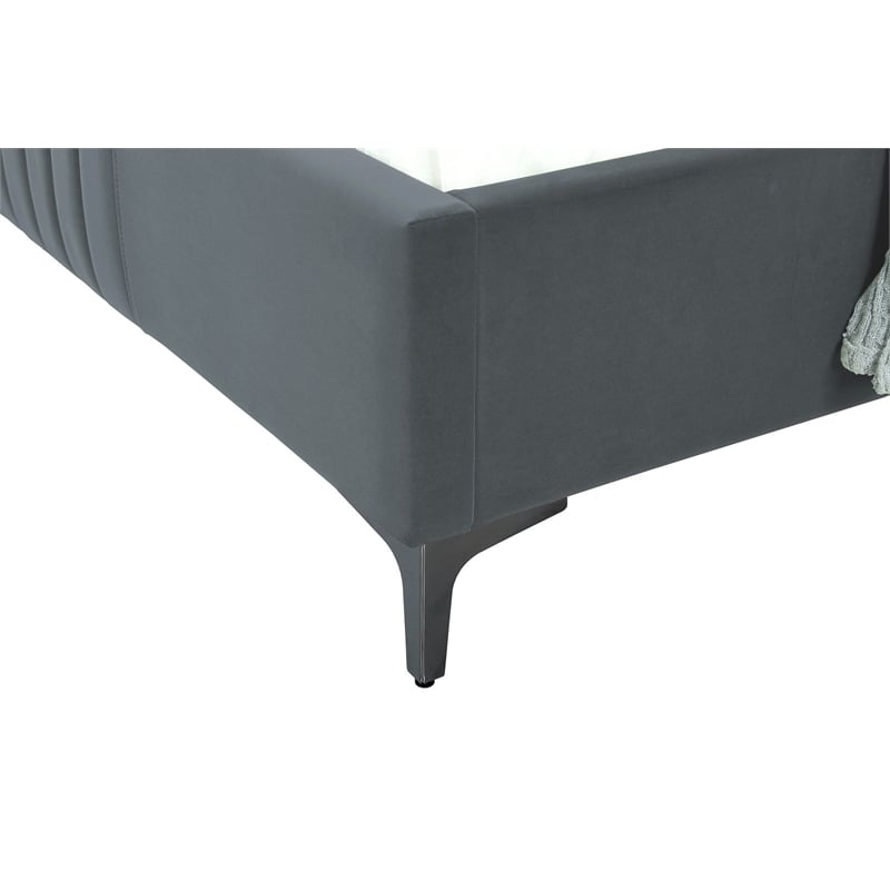 Manhattan Comfort Promenade Queen-Size Bed made from Solid Wood in Gray