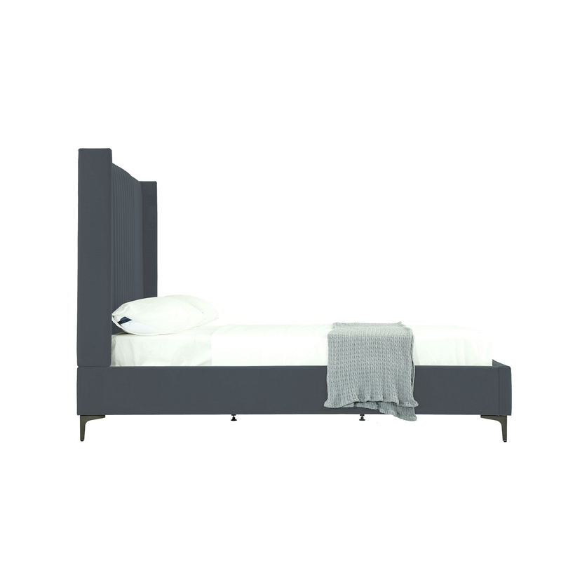Manhattan Comfort Promenade Queen-Size Bed made from Solid Wood in Gray