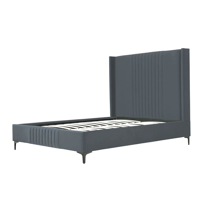 Manhattan Comfort Promenade Queen-Size Bed made from Solid Wood in Gray