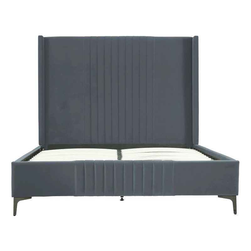 Manhattan Comfort Promenade Queen-Size Bed made from Solid Wood in Gray