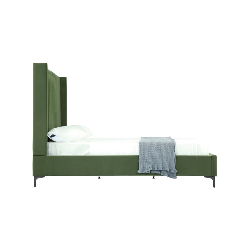 Manhattan Comfort Promenade Queen-Size Bed made from Solid Wood in Moss Green