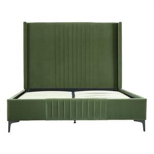manhattan comfort promenade queen-size bed made from solid wood in moss green