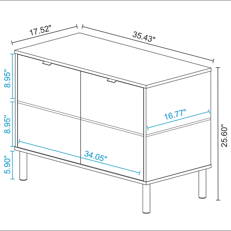 Manhattan Comfort Liam Accent Cabinet from Engineered Wood in White and Wood