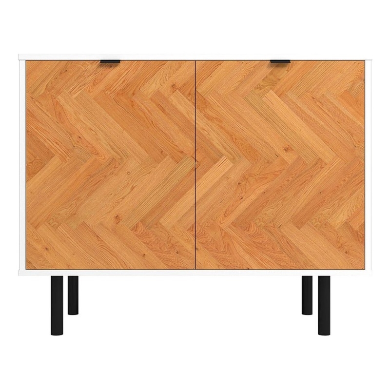 Manhattan Comfort Liam Accent Cabinet from Engineered Wood in White and Wood