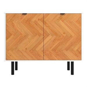 Manhattan Comfort Liam Accent Cabinet from Engineered Wood in White and Wood