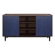 Duane Sideboard made from Engineered Wood in Dark Brown and Navy Blue
