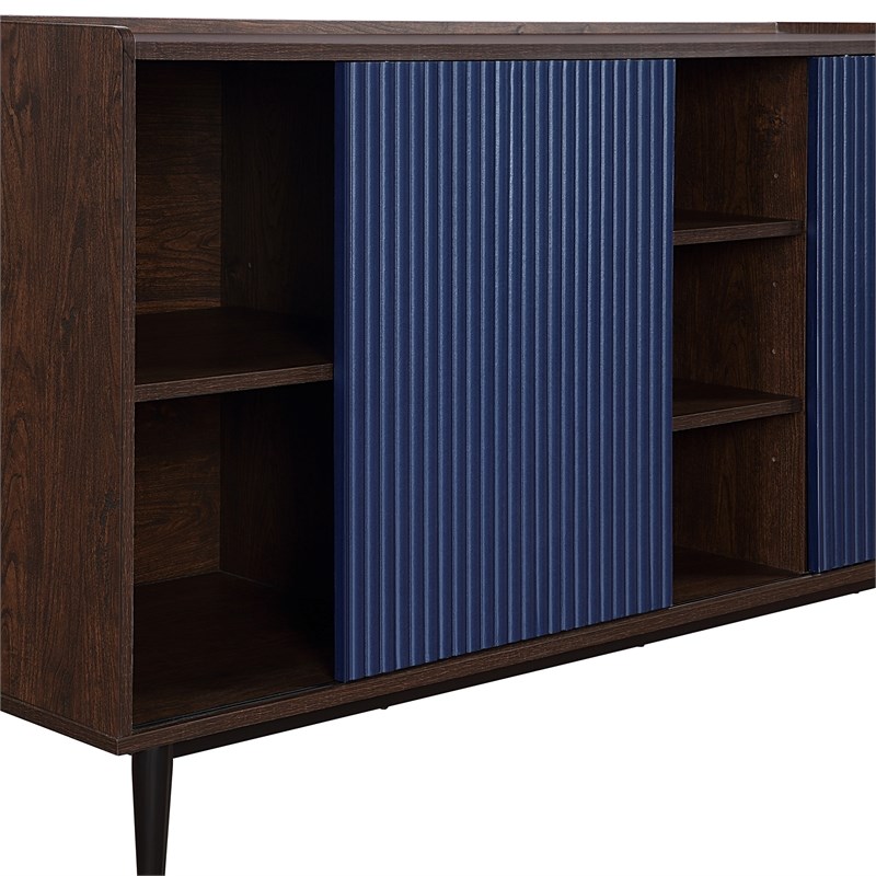 Duane Sideboard made from Engineered Wood in Dark Brown and Navy Blue