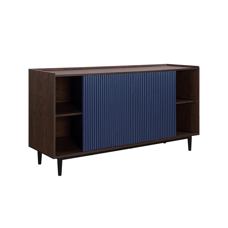 Duane Sideboard made from Engineered Wood in Dark Brown and Navy Blue