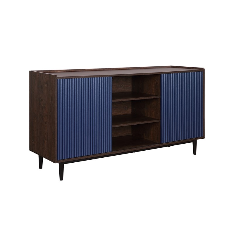 Duane Sideboard made from Engineered Wood in Dark Brown and Navy Blue