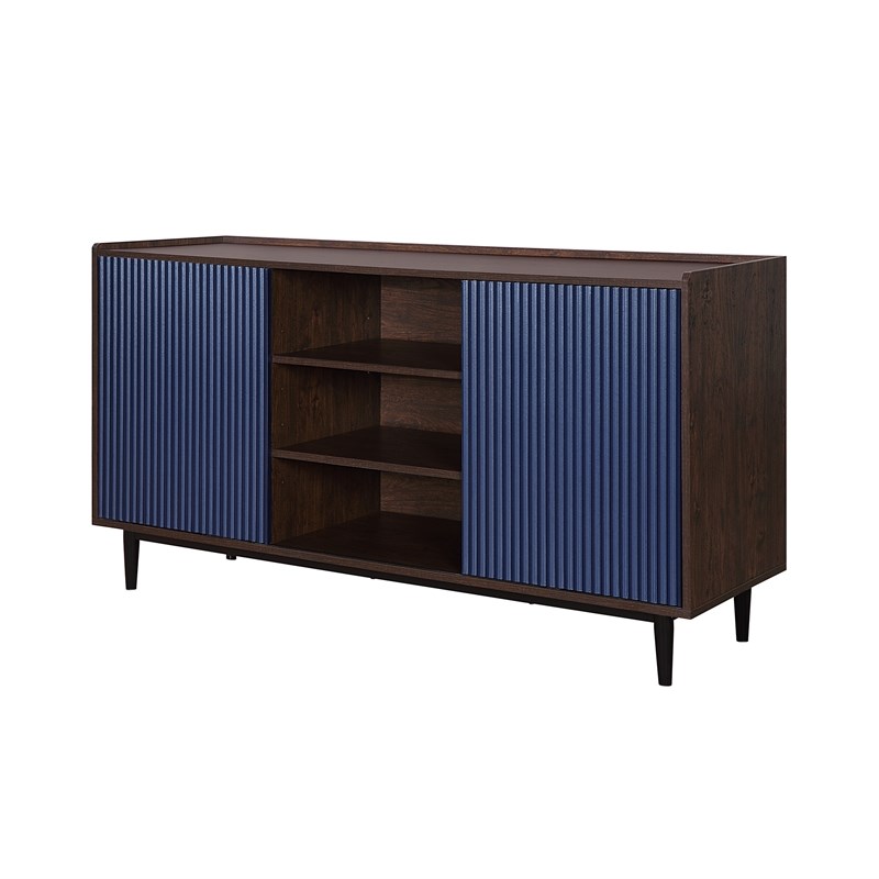 Duane Sideboard made from Engineered Wood in Dark Brown and Navy Blue