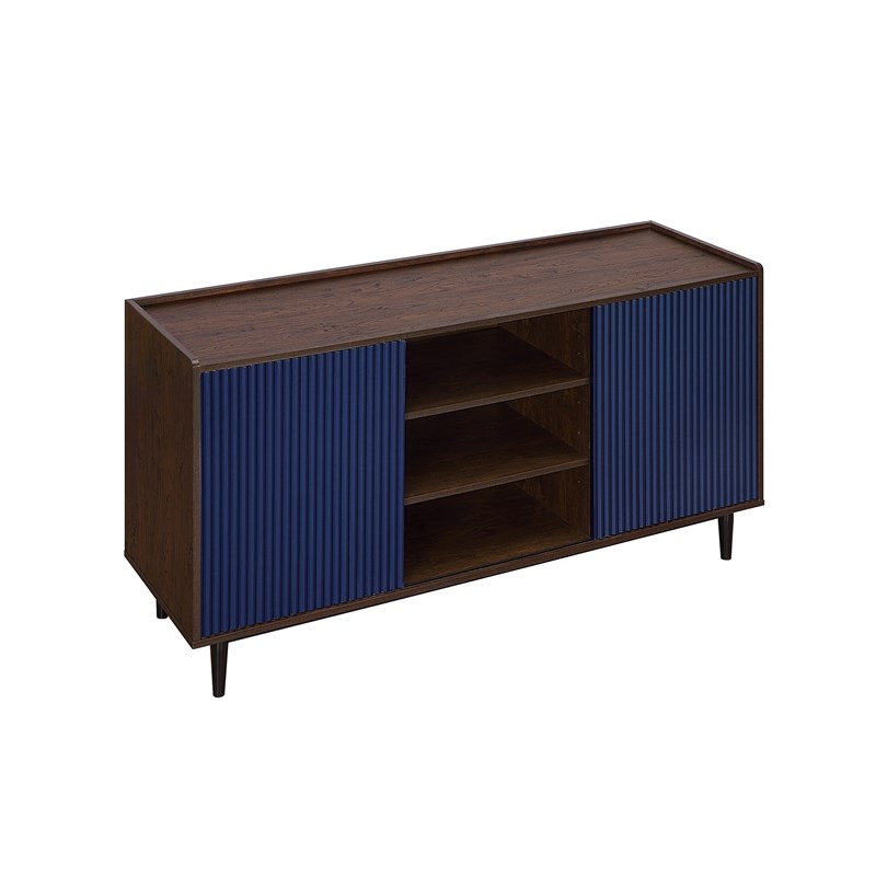 Duane Sideboard made from Engineered Wood in Dark Brown and Navy Blue