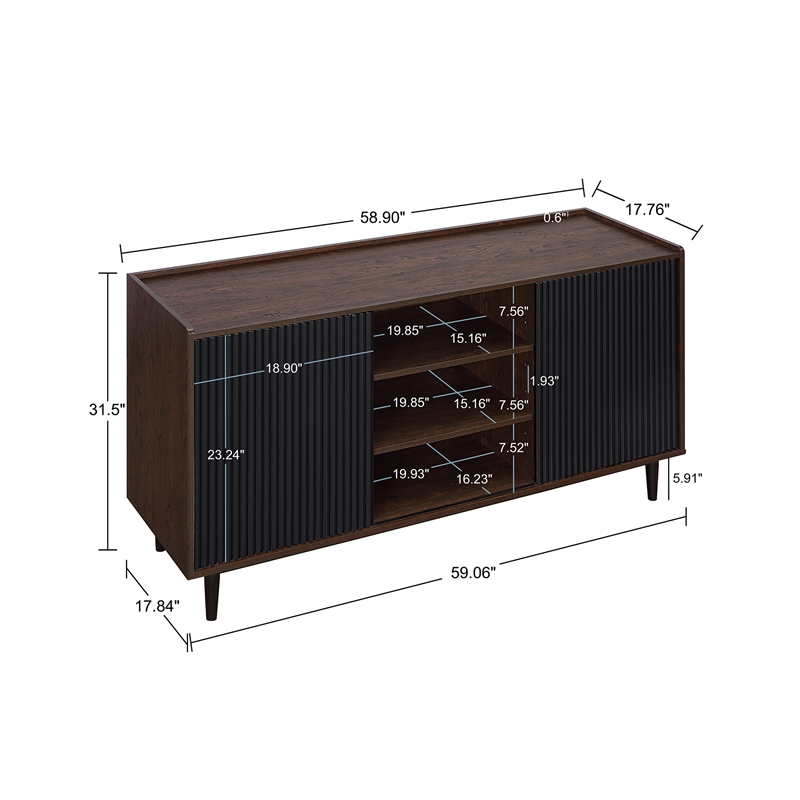 Duane Sideboard made from Engineered Wood in Dark Brown and Black