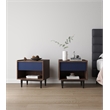 Duane Nightstand from Engineered Wood in Dark Brown and Navy Blue - Set of 2
