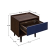 Duane Nightstand from Engineered Wood in Dark Brown and Navy Blue - Set of 2