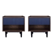 Duane Nightstand from Engineered Wood in Dark Brown and Navy Blue - Set of 2