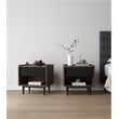 Duane Nightstand from Engineered Wood in Dark Brown and Black - Set of 2