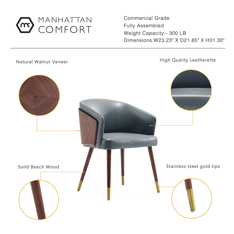 Reeva Dining Chair from Engineered Wood in Walnut and Graphite Gray- Set of 2