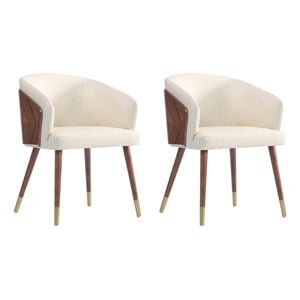 Reeva Dining Chair from Engineered Wood in Walnut and Cream- Set of 2
