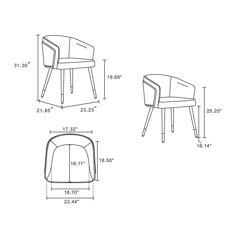 Reeva Dining Chair from Engineered Wood in Walnut and Cream- Set of 2