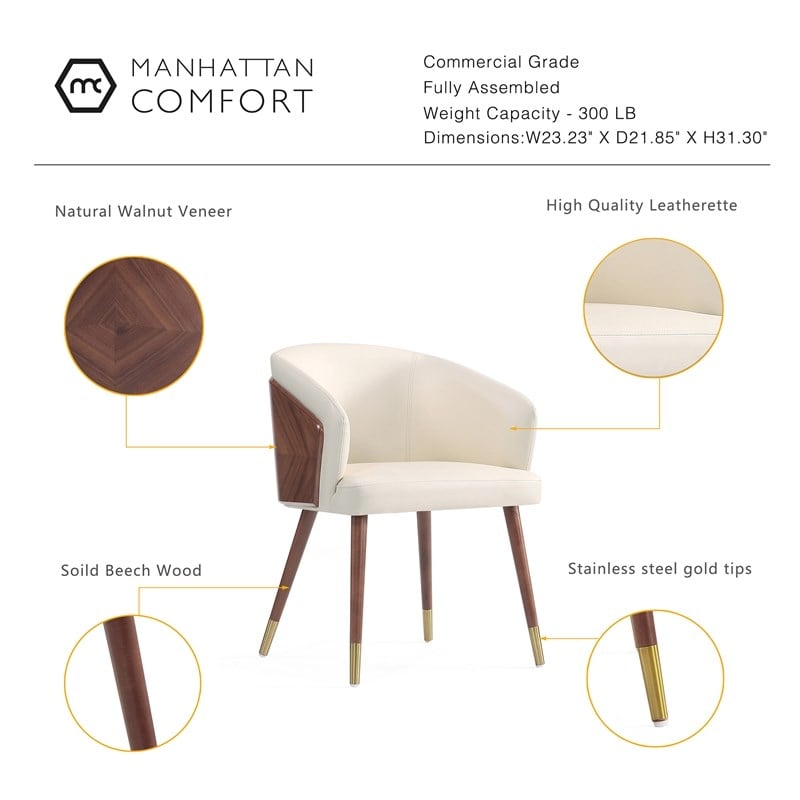 Reeva Dining Chair from Engineered Wood in Walnut and Cream- Set of 2