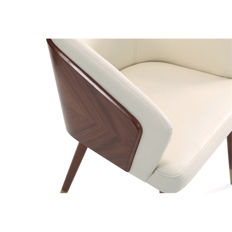 Reeva Dining Chair from Engineered Wood in Walnut and Cream- Set of 2