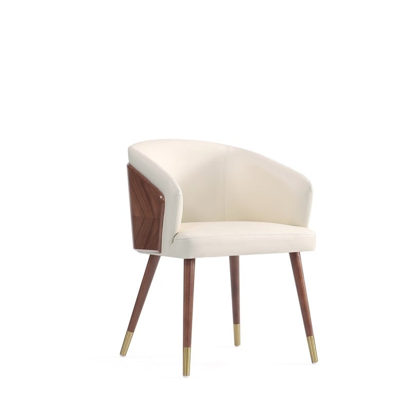 Reeva Dining Chair from Engineered Wood in Walnut and Cream- Set of 2