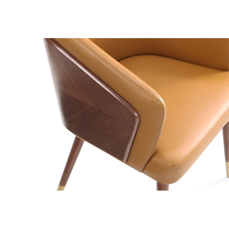 Reeva Dining Chair from Engineered Wood in Walnut and Camel - Set of 2