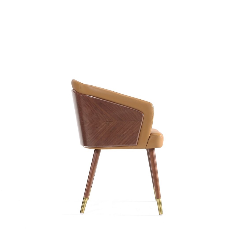 Reeva Dining Chair from Engineered Wood in Walnut and Camel - Set of 2