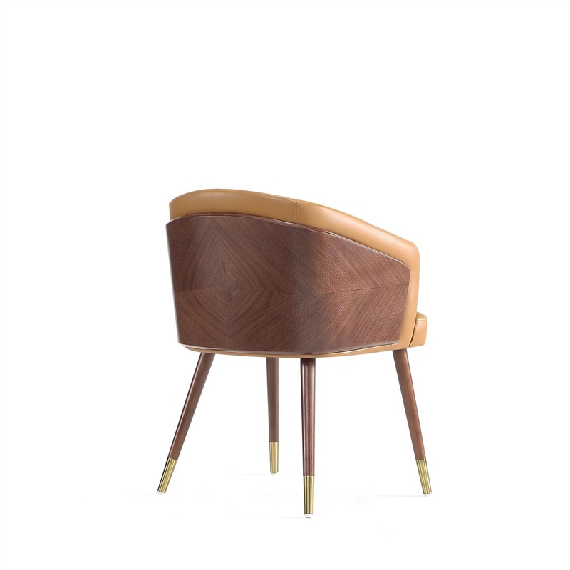 Reeva Dining Chair from Engineered Wood in Walnut and Camel - Set of 2