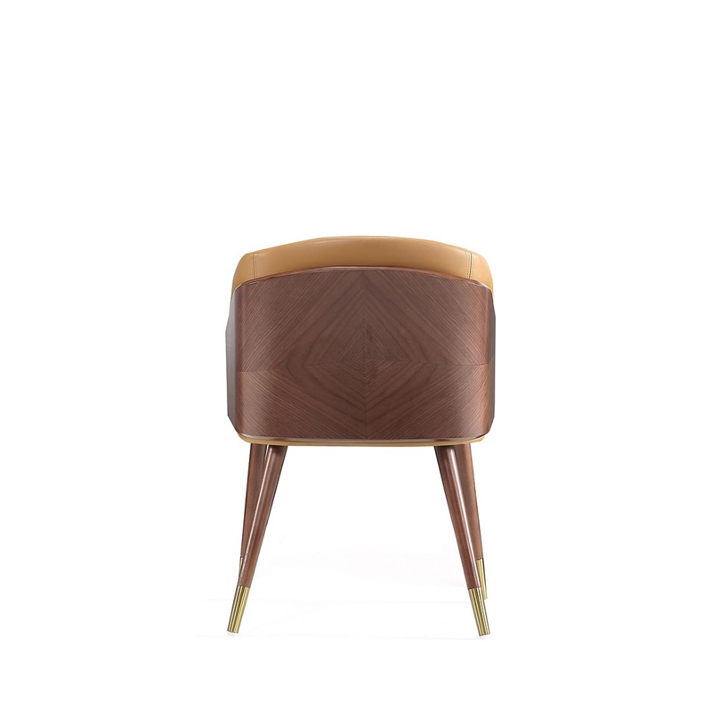 Reeva Dining Chair from Engineered Wood in Walnut and Camel - Set of 2