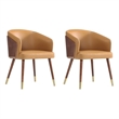 Reeva Dining Chair from Engineered Wood in Walnut and Camel - Set of 2
