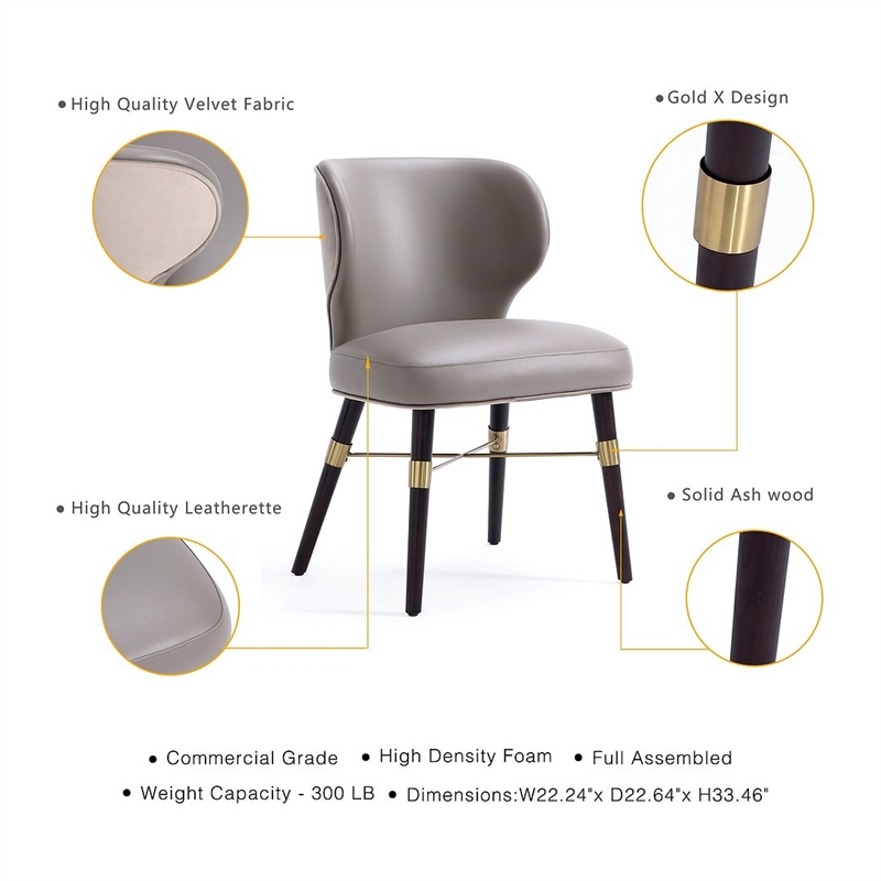 Strine Dining Chair in Dark Taupe - Set of 2