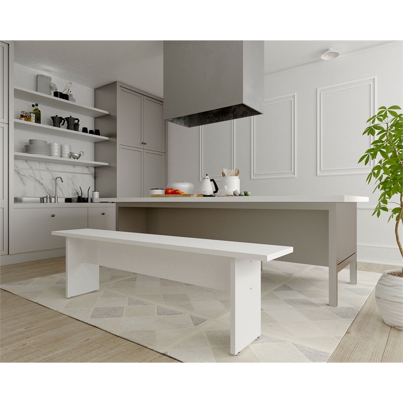 Manhattan Comfort NoMad 67.91 Dining Bench from Engineered Wood in White
