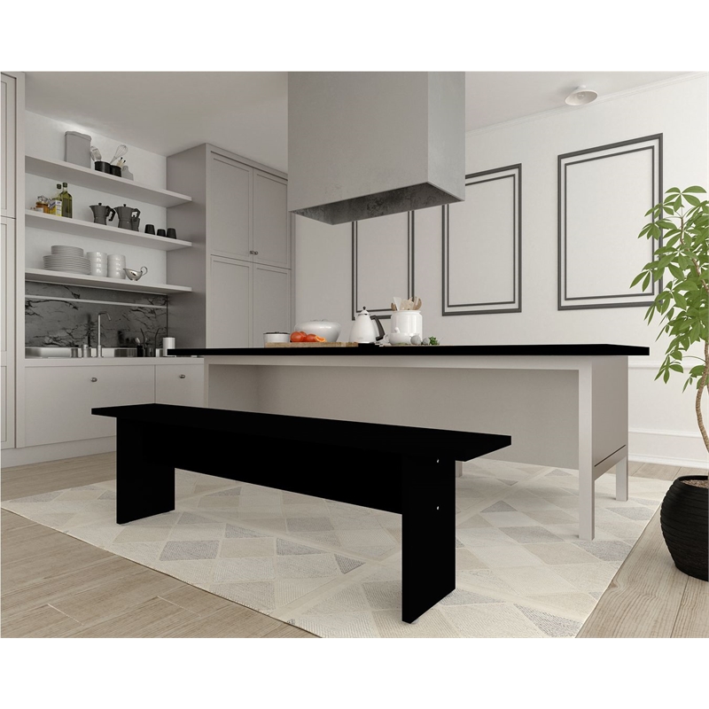 Manhattan Comfort NoMad 67.91 Dining Bench from Engineered Wood in Black