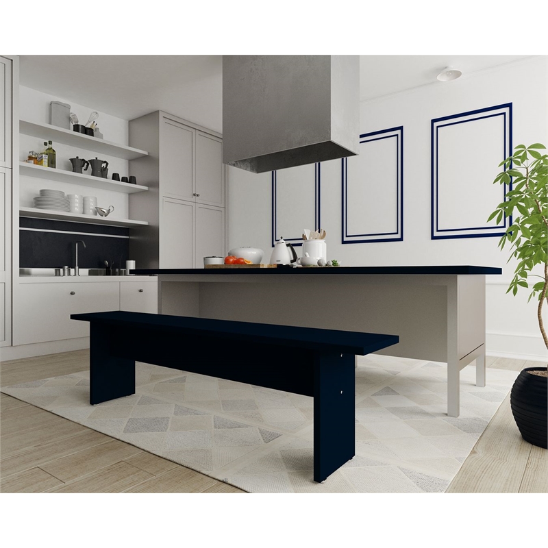 Manhattan Comfort NoMad 67.91 Dining Bench from Engineered Wood in Blue