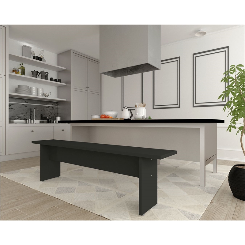 Manhattan Comfort NoMad 67.91 Dining Bench from Engineered Wood in Gray