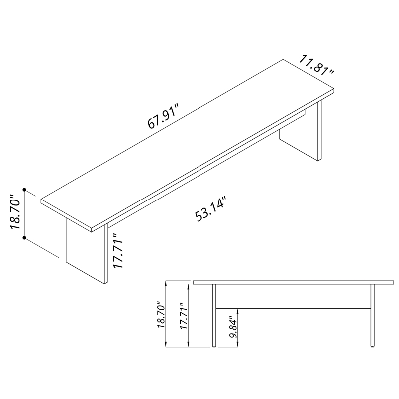 Manhattan Comfort NoMad 67.91 Dining Bench from Engineered Wood in Gray