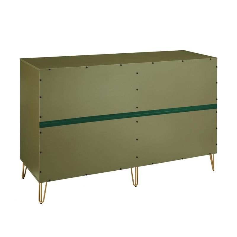 DUMBO 10-Drawer Double Tall Dresser from Engineered Wood in Olive Green