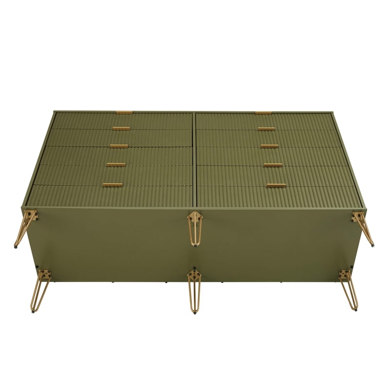 DUMBO 10-Drawer Double Tall Dresser from Engineered Wood in Olive Green
